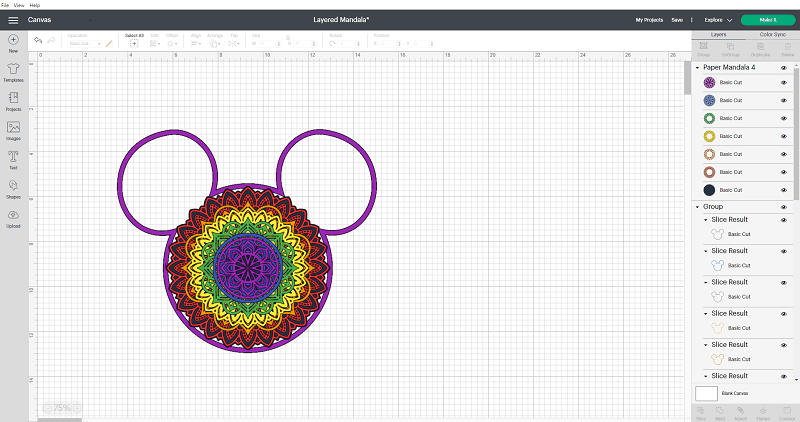 layered 3D mandala Mickey Mouse