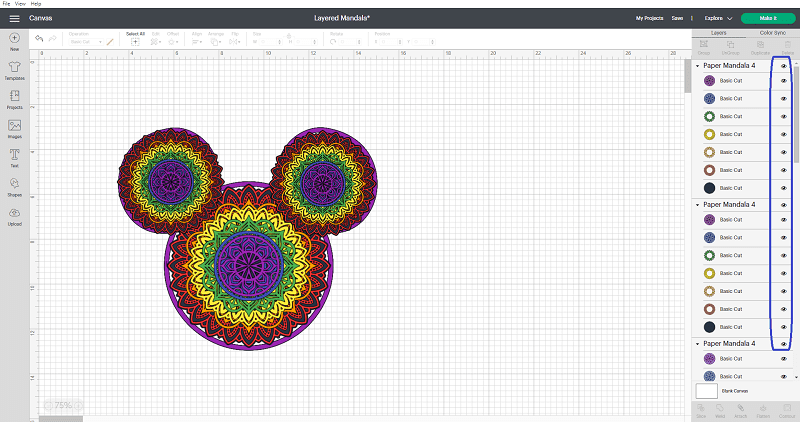 Cricut Design Space Layers panel