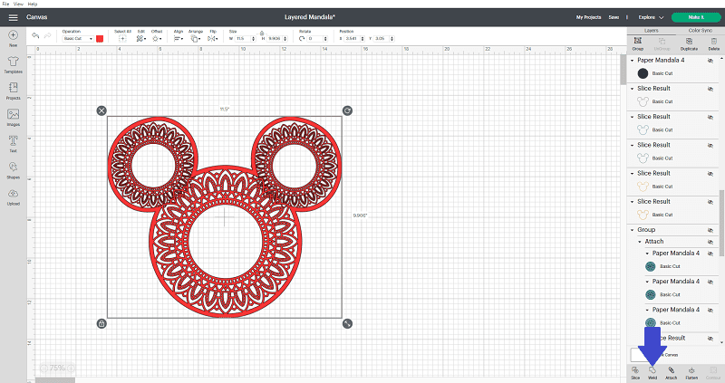 layered 3D mandala Mickey Mouse