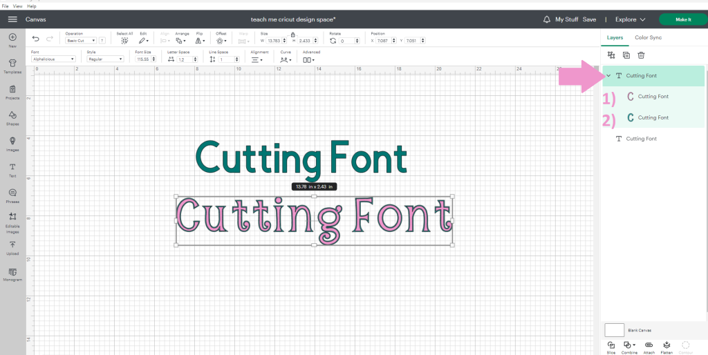 writing font or cutting font in Cricut Design Space Cricut Fonts