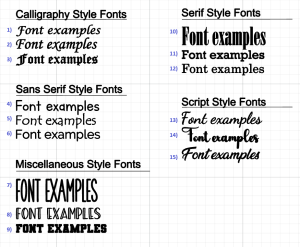 Custom Egraving Font Choices