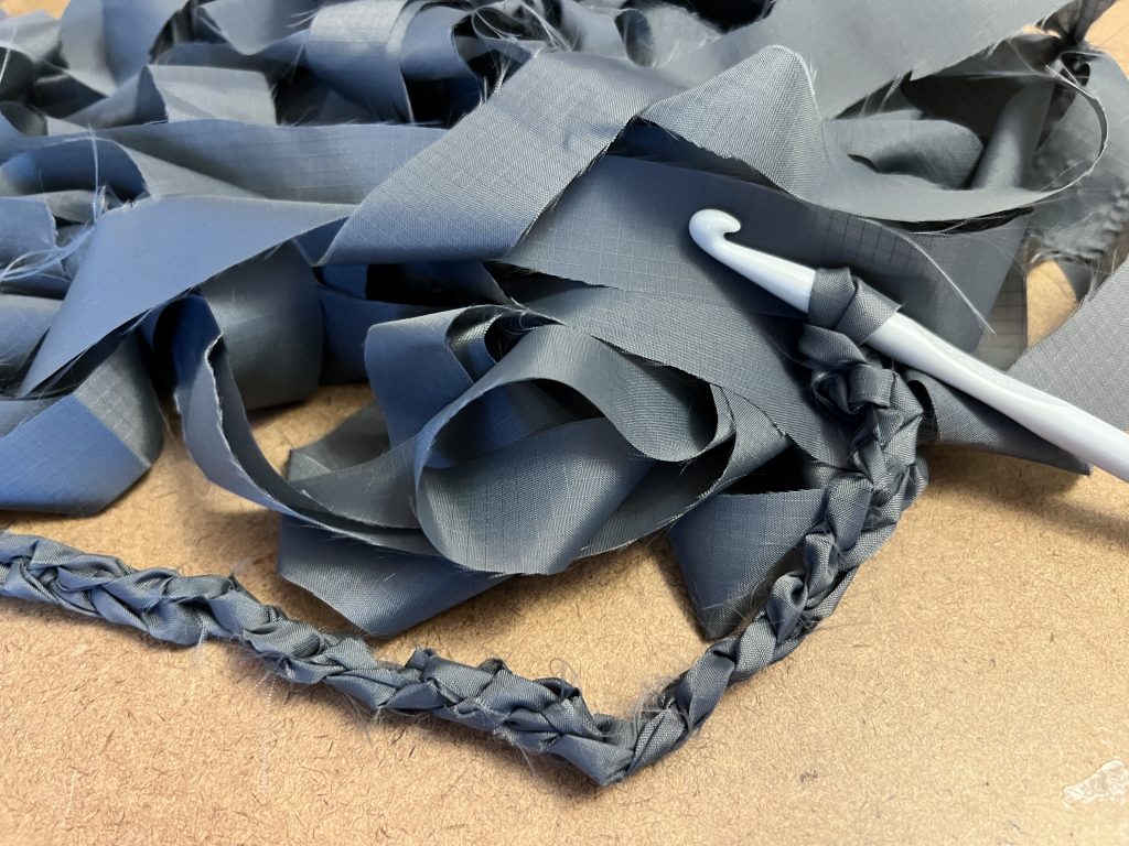 first row of fabric yarn